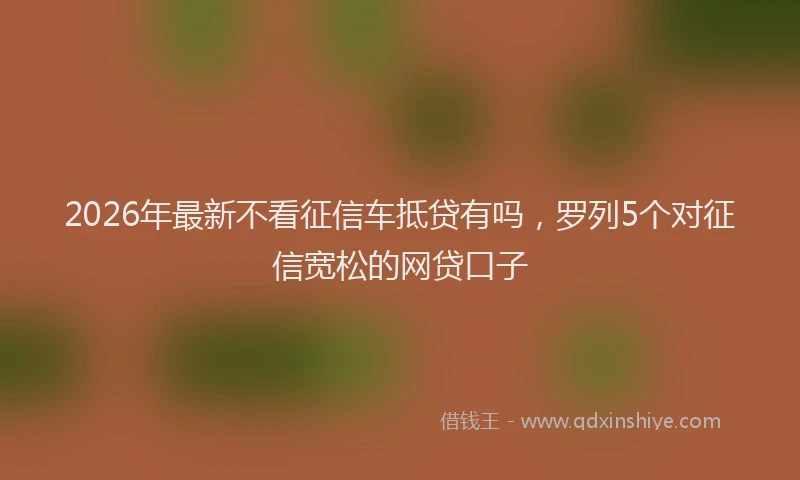 2026年最新不看征信车抵贷有吗，罗列5个对征信宽松的网贷口子