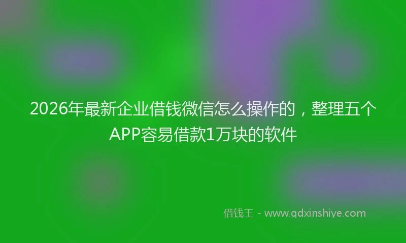 2026年最新企业借钱微信怎么操作的，整理五个APP容易借款1万块的软件