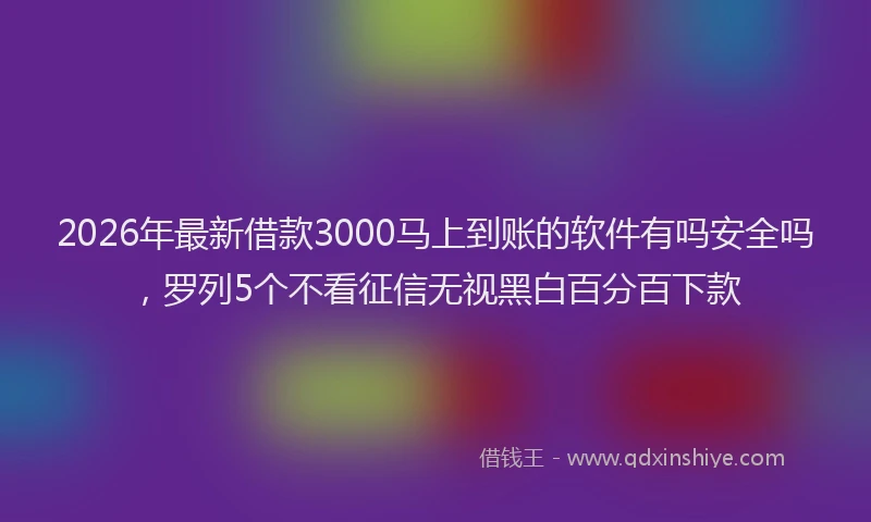 2026年最新借款3000马上到账的软件有吗安全吗，罗列5个不看征信无视黑白百分百下款