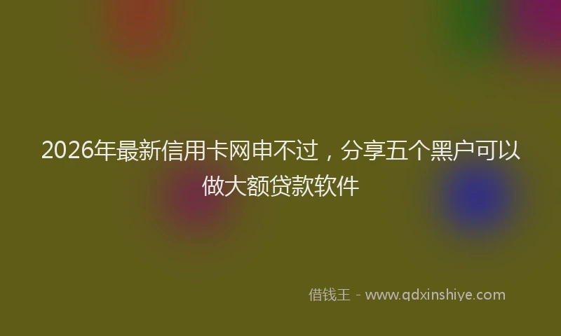 2026年最新信用卡网申不过，分享五个黑户可以做大额贷款软件