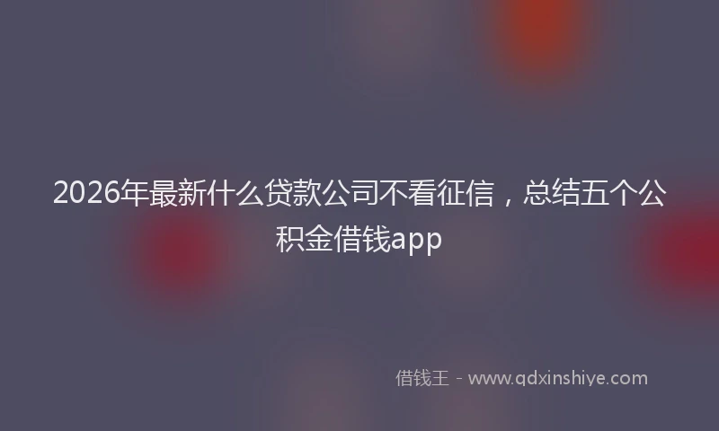 2026年最新什么贷款公司不看征信,总结五个公积金借钱app