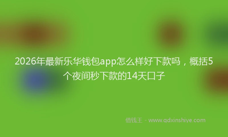 2026年最新乐华钱包app怎么样好下款吗,概括5个夜间秒下款的14天口子