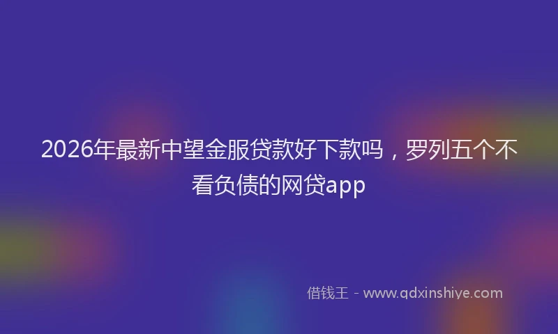 2026年最新中望金服贷款好下款吗，罗列五个不看负债的网贷app