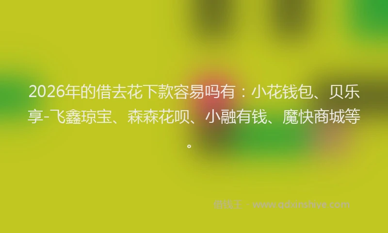 2026年的借去花下款容易吗有：小花钱包、贝乐享-飞鑫琼宝、森森花呗、小融有钱、魔快商城等。