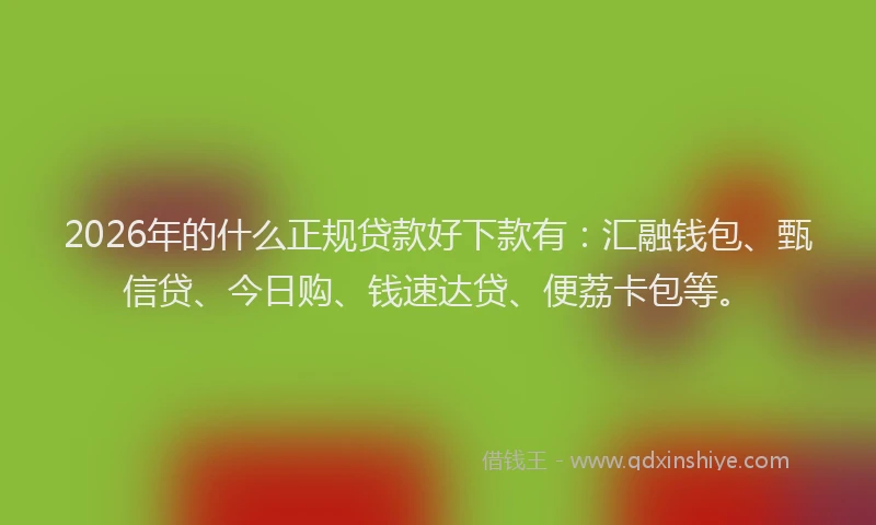2026年的什么正规贷款好下款有：汇融钱包、甄信贷、今日购、钱速达贷、便荔卡包等。