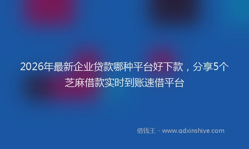 2026年最新企业贷款哪种平台好下款,分享5个芝麻借款实时到账速借平台