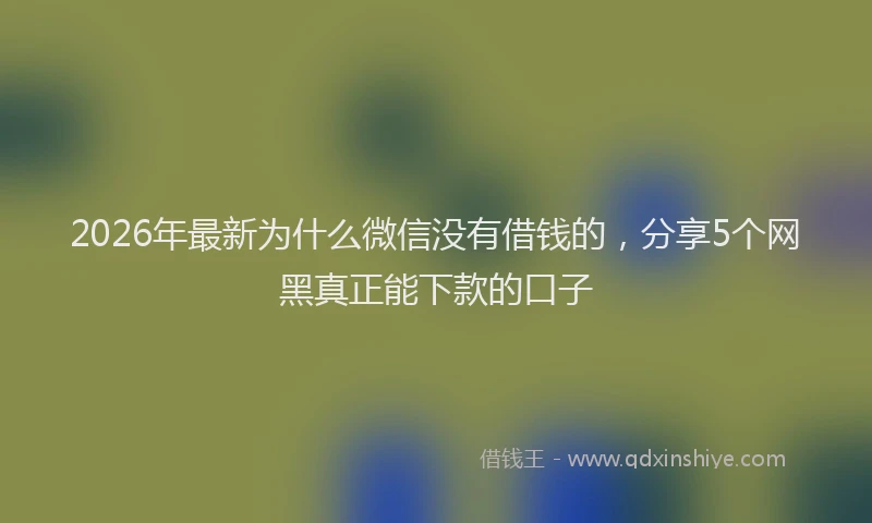 2026年最新为什么微信没有借钱的，分享5个网黑真正能下款的口子