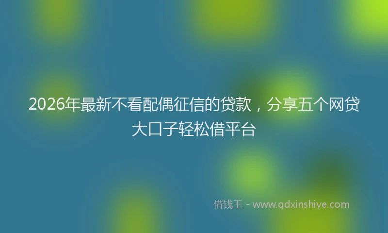 2026年最新不看配偶征信的贷款,分享五个网贷大口子轻松借平台