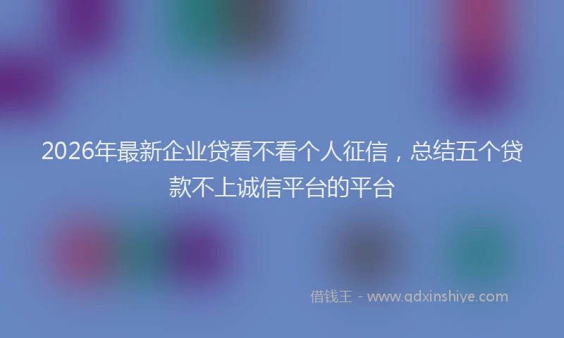 2026年最新企业贷看不看个人征信，总结五个贷款不上诚信平台的平台