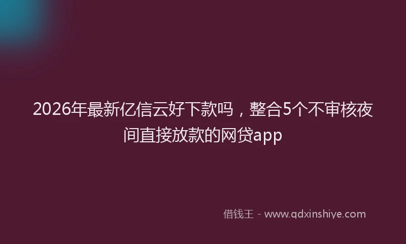 2026年最新亿信云好下款吗，整合5个不审核夜间直接放款的网贷app