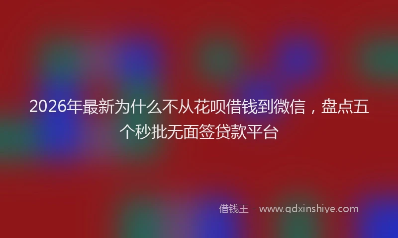 2026年最新为什么不从花呗借钱到微信，盘点五个秒批无面签贷款平台