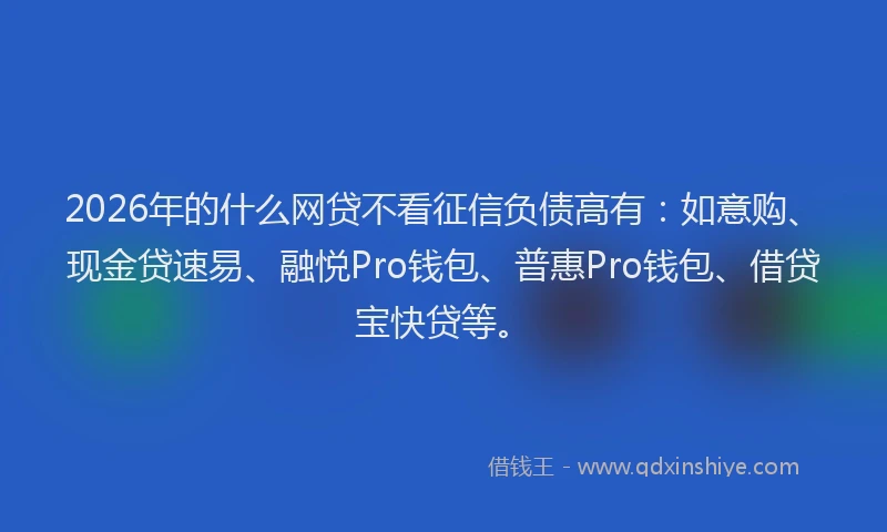 2026年的什么网贷不看征信负债高有：如意购、现金贷速易、融悦Pro钱包、普惠Pro钱包、借贷宝快贷等。