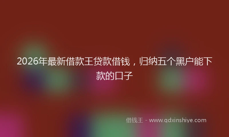 2026年最新借款王贷款借钱，归纳五个黑户能下款的口子