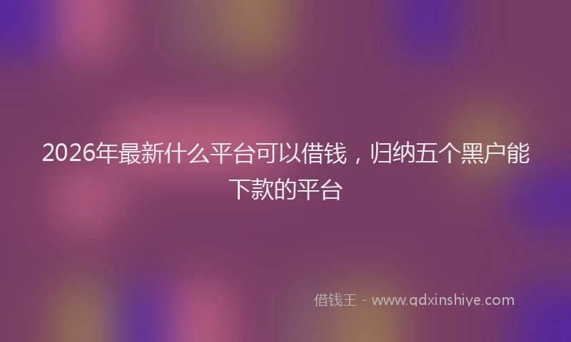 2026年最新什么平台可以借钱,归纳五个黑户能下款的平台