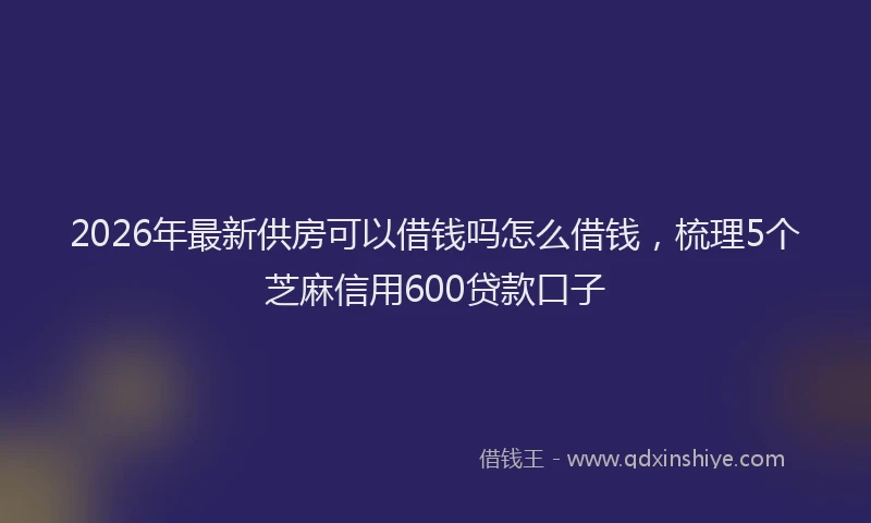 2026年最新供房可以借钱吗怎么借钱，梳理5个芝麻信用600贷款口子