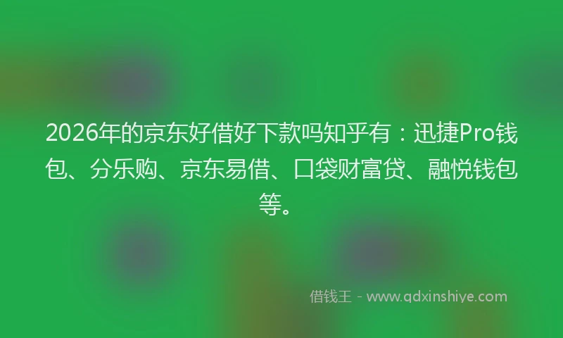 2026年的京东好借好下款吗知乎有：迅捷Pro钱包、分乐购、京东易借、口袋财富贷、融悦钱包等。