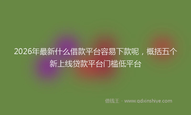 2026年最新什么借款平台容易下款呢,概括五个新上线贷款平台门槛低平台