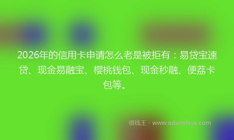 2026年的信用卡申请怎么老是被拒有:易贷宝速贷、现金易融宝、樱桃钱包、现金秒融、便荔卡包等。