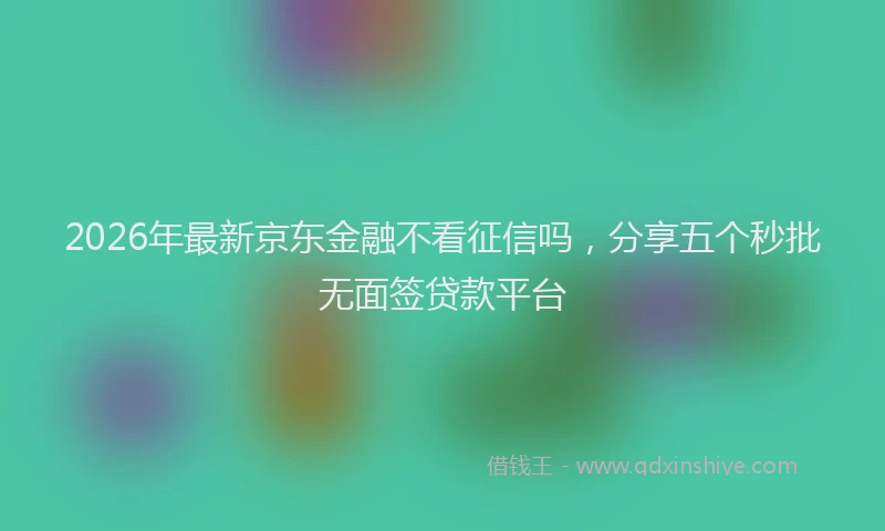 2026年最新京东金融不看征信吗，分享五个秒批无面签贷款平台
