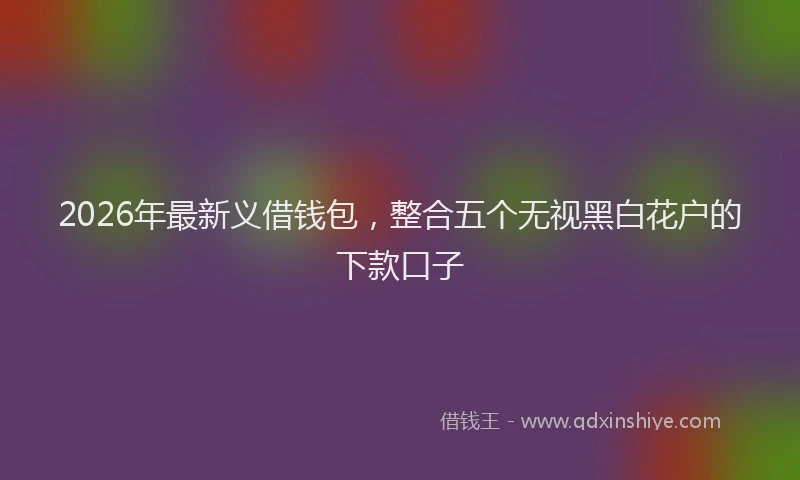 2026年最新义借钱包，整合五个无视黑白花户的下款口子