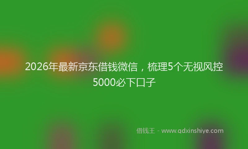 2026年最新京东借钱微信，梳理5个无视风控5000必下口子