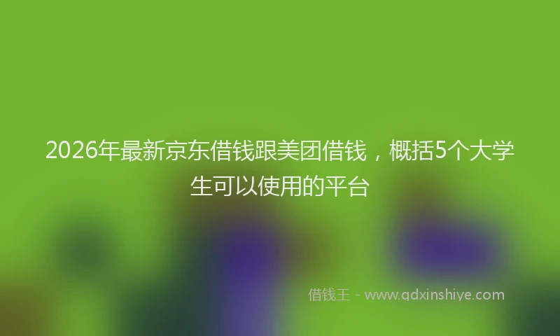 2026年最新京东借钱跟美团借钱，概括5个大学生可以使用的平台