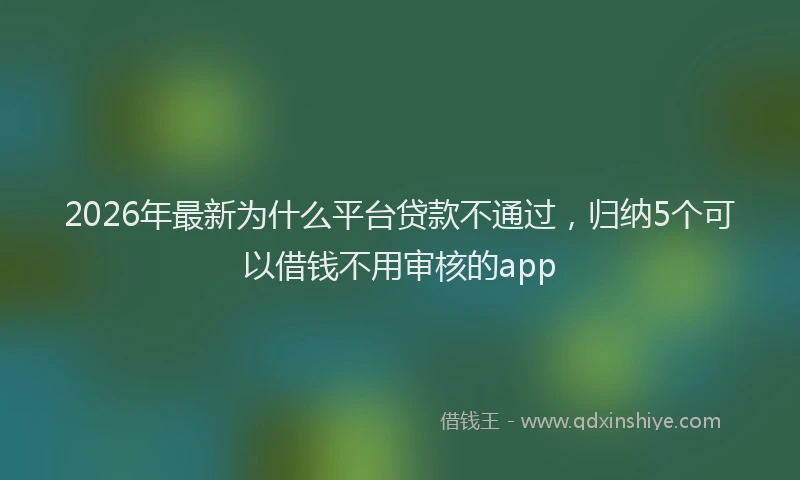 2026年最新为什么平台贷款不通过，归纳5个可以借钱不用审核的app