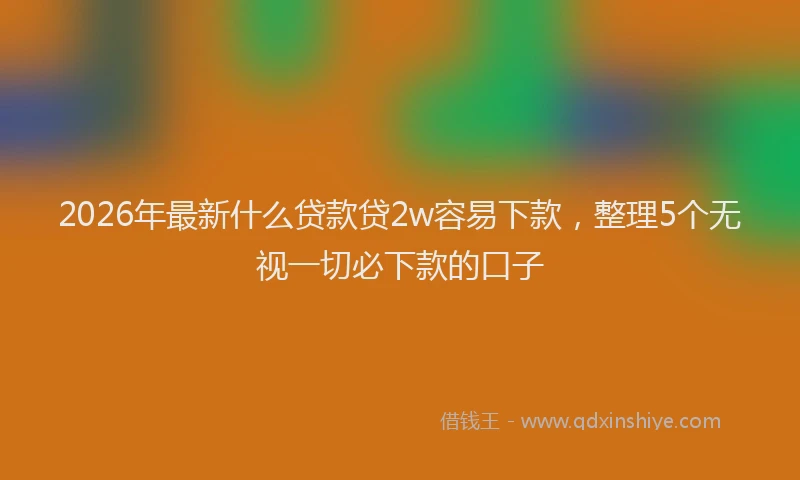 2026年最新什么贷款贷2w容易下款，整理5个无视一切必下款的口子
