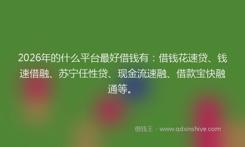 2026年的什么平台最好借钱有:借钱花速贷、钱速借融、苏宁任性贷、现金流速融、借款宝快融通等。