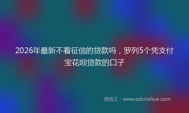 2026年最新不看征信的贷款吗，罗列5个凭支付宝花呗贷款的口子