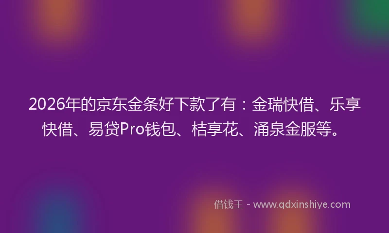 2026年的京东金条好下款了有：金瑞快借、乐享快借、易贷Pro钱包、桔享花、涌泉金服等。