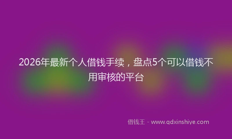 2026年最新个人借钱手续,盘点5个可以借钱不用审核的平台