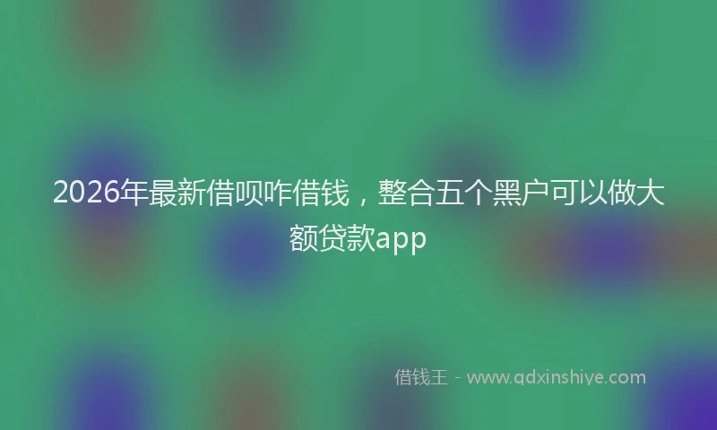 2026年最新借呗咋借钱，整合五个黑户可以做大额贷款app