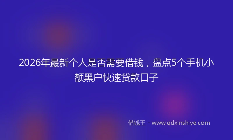 2026年最新个人是否需要借钱，盘点5个手机小额黑户快速贷款口子