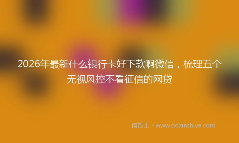 2026年最新什么银行卡好下款啊微信，梳理五个无视风控不看征信的网贷