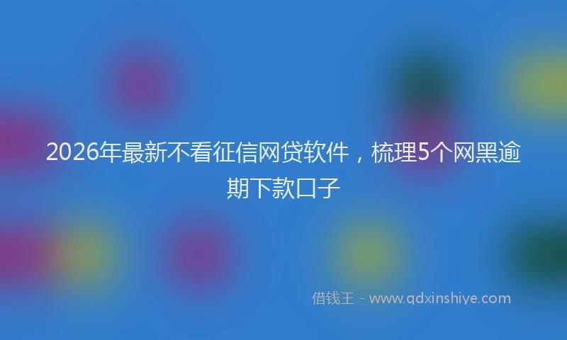 2026年最新不看征信网贷软件，梳理5个网黑逾期下款口子