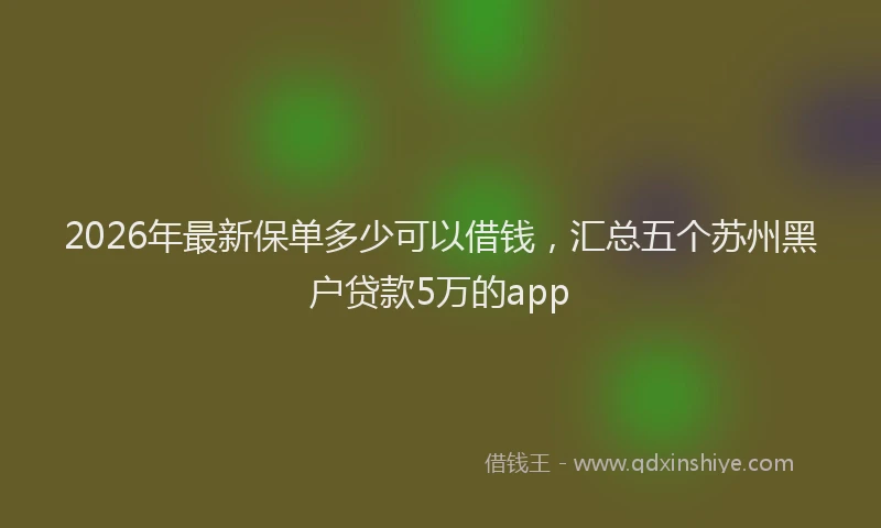 2026年最新保单多少可以借钱,汇总五个苏州黑户贷款5万的app