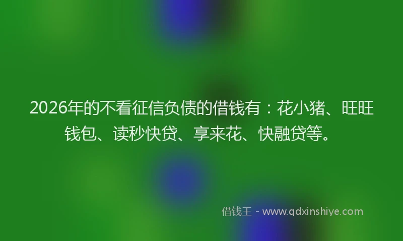 2026年的不看征信负债的借钱有：花小猪、旺旺钱包、读秒快贷、享来花、快融贷等。