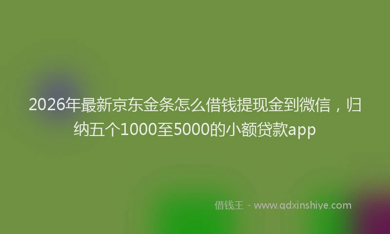 2026年最新京东金条怎么借钱提现金到微信，归纳五个1000至5000的小额贷款app