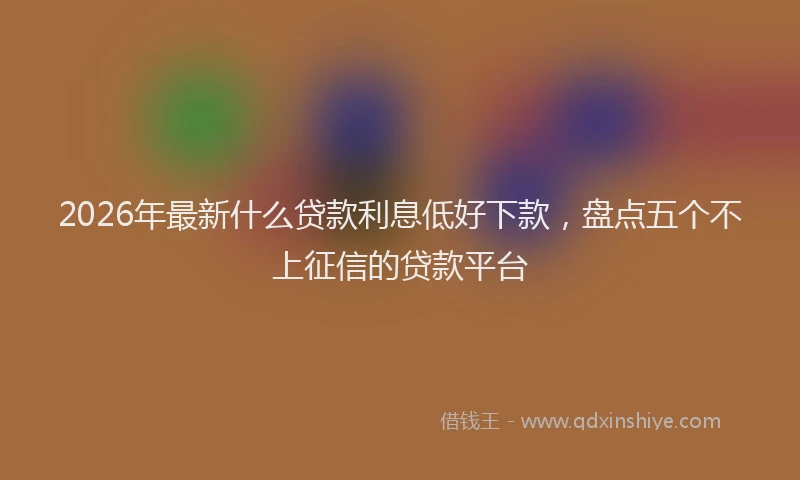 2026年最新什么贷款利息低好下款,盘点五个不上征信的贷款平台