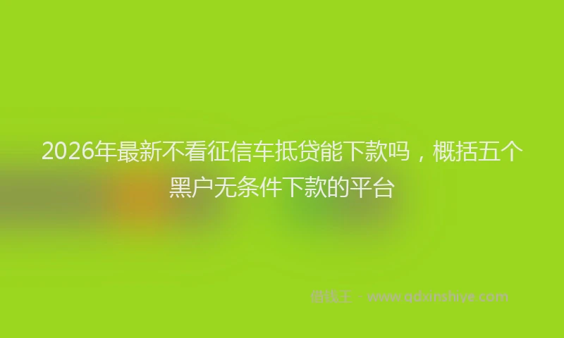 2026年最新不看征信车抵贷能下款吗,概括五个黑户无条件下款的平台