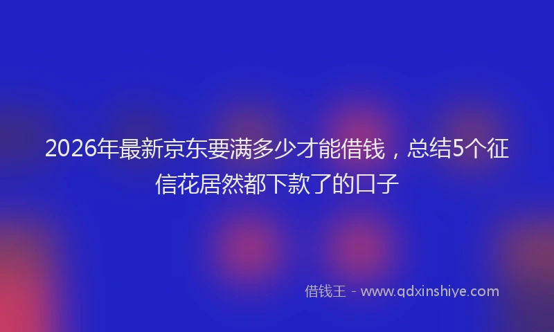 2026年最新京东要满多少才能借钱,总结5个征信花居然都下款了的口子