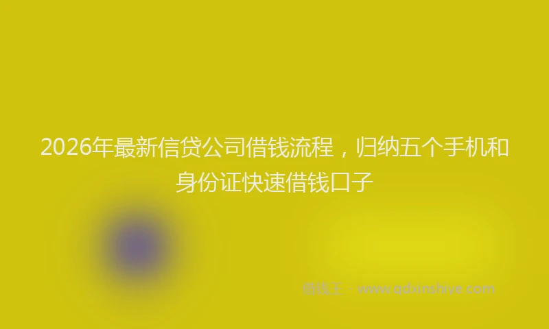 2026年最新信贷公司借钱流程，归纳五个手机和身份证快速借钱口子