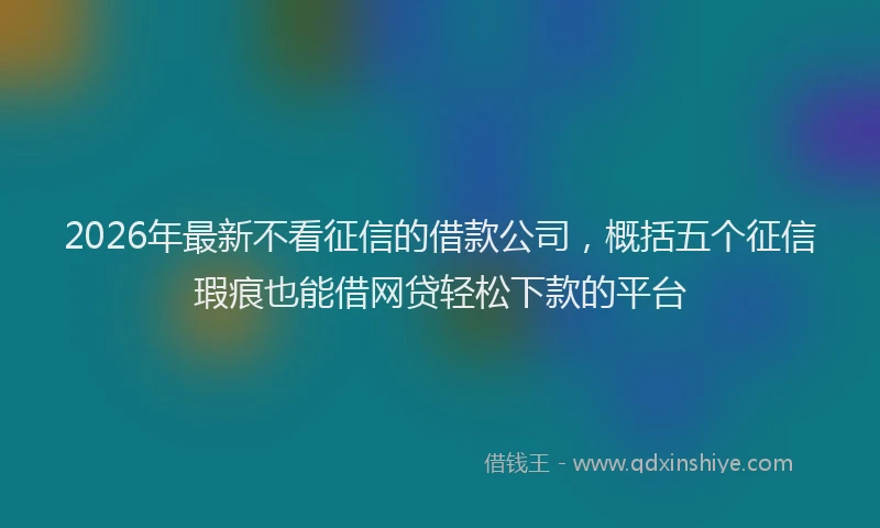 2026年最新不看征信的借款公司，概括五个征信瑕疵也能借网贷轻松下款的平台
