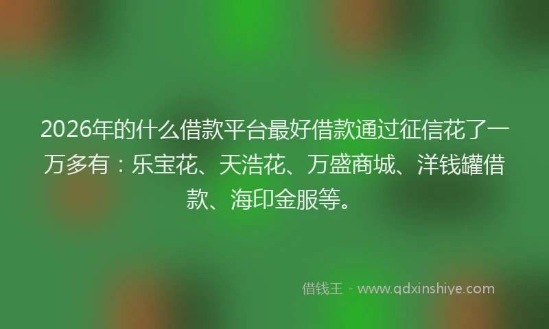 2026年的什么借款平台最好借款通过征信花了一万多有:乐宝花、天浩花、万盛商城、洋钱罐借款、海印金服等。