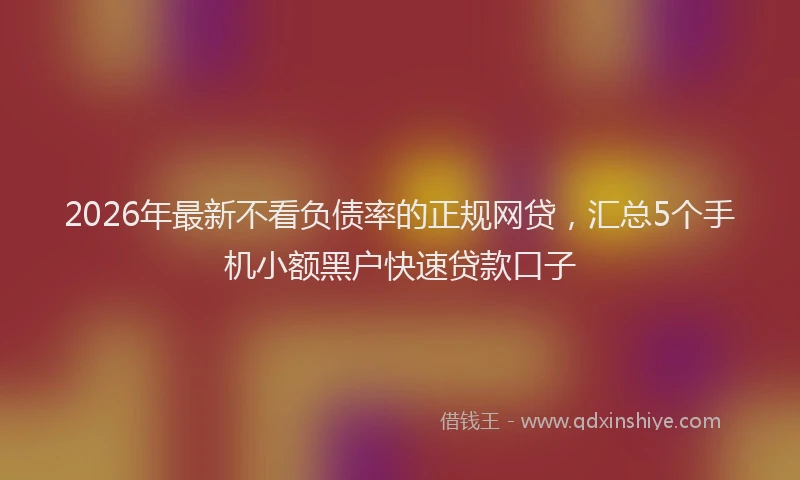 2026年最新不看负债率的正规网贷,汇总5个手机小额黑户快速贷款口子