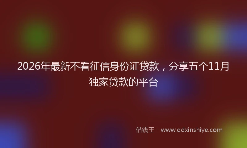 2026年最新不看征信身份证贷款,分享五个11月独家贷款的平台