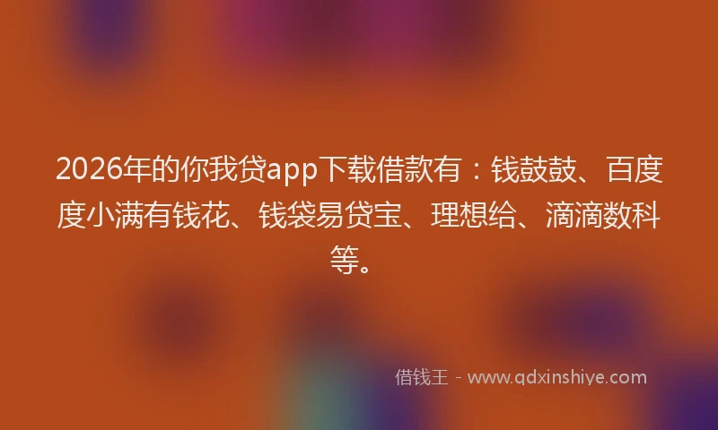 2026年的你我贷app下载借款有:钱鼓鼓、百度度小满有钱花、钱袋易贷宝、理想给、滴滴数科等。