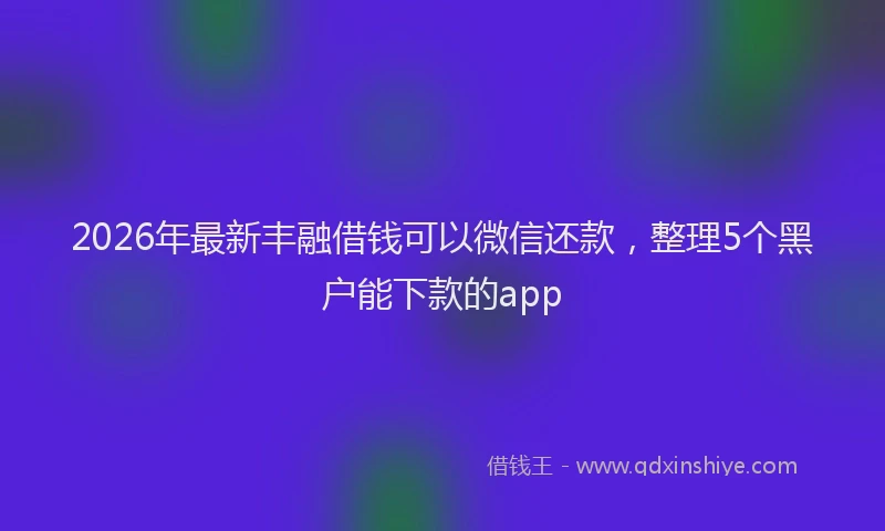 2026年最新丰融借钱可以微信还款，整理5个黑户能下款的app
