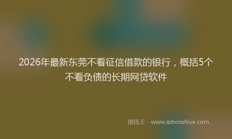 2026年最新东莞不看征信借款的银行，概括5个不看负债的长期网贷软件